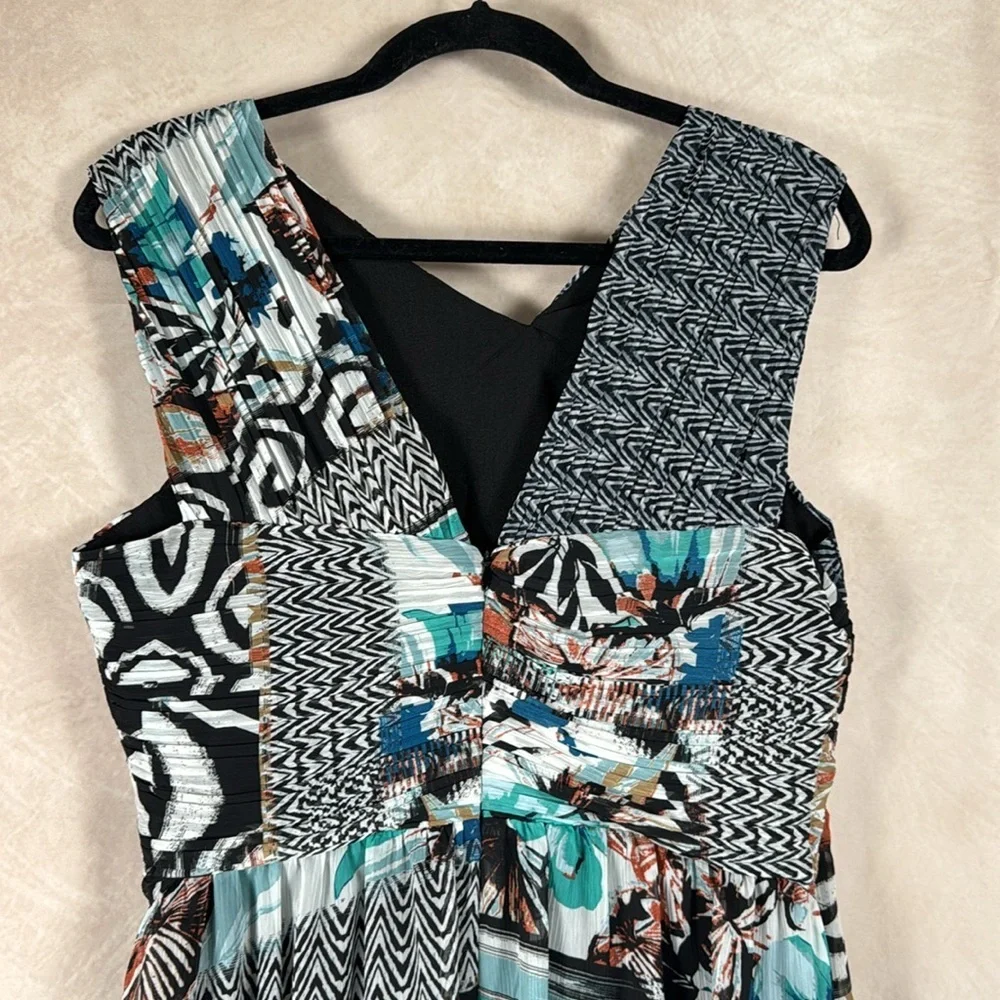 Harlyn Maxi Dress Mix Print Block Artsy Modern Romance Wedding Guest Party Med - Picture 11 of 16
